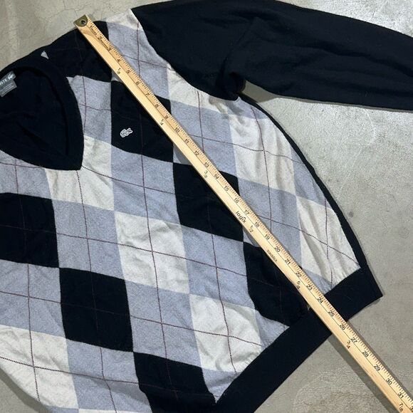 Lacoste Silver Series Men's XL Argyle Woolmark V-Neck Sweater Alligator - Picture 6 of 9
